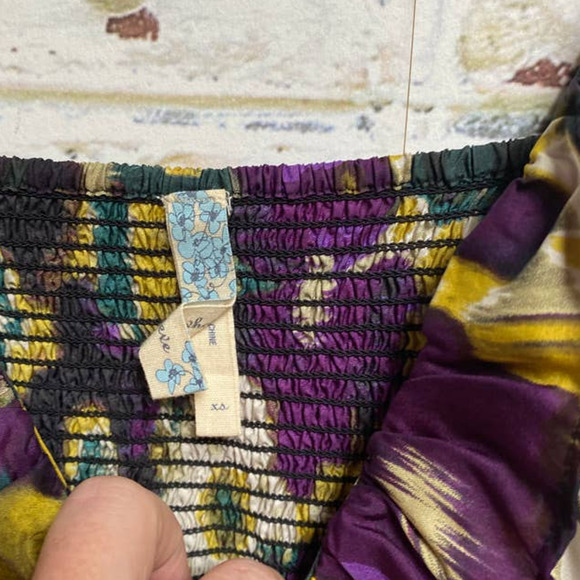 Anthropologie Maeve Pure Silk Giverny Watercolor Smocked Bodice Floral Dress - Picture 7 of 10